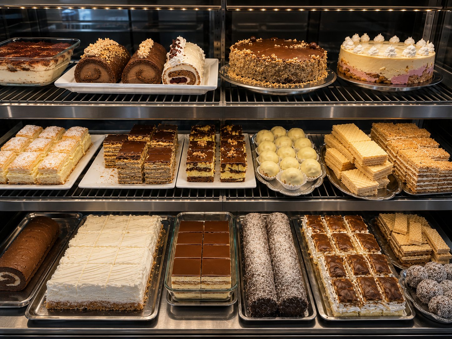 Bäckerei Alisa – Tortenauswahl im Kühlregal